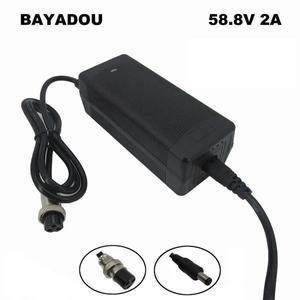 전기자전거 충전기 리튬 이온 전기 자전거 스쿠터 배터리 선풍기 포함 GX16 DC XT60 58.8V 2A 51.8V 52V 14