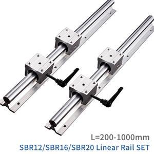 2PC SBR12 SBR16 SBR20 선형 가이드 레일 300 400 500 600 700 800 1000MM 완전 지원 4PC SBR16 12 20UU 블록
