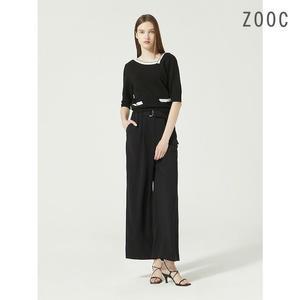 [ZOOC] 벨트 포인트 밴딩 와이드 팬츠 BK_Z232MSA026637208