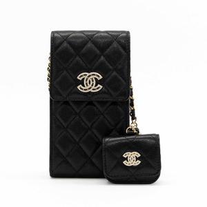 샤넬 클래식 폰홀더 에어팟 케이스 체인 미니백 BLACKchampagnegold