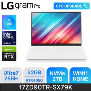 ND - LG전자 2025 그램 프로17 17ZD90TR-SX79K 화이트 RTX4050 애로우레이크 DDR5 32GB NVME 2TB W11H