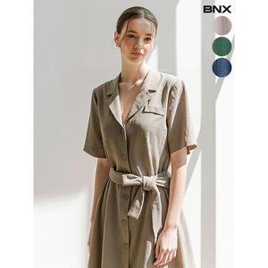[하프클럽/BNX]여성 카라 셔츠 로브 롱 원피스