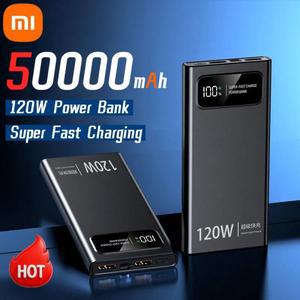 샤오미 보조배터리 초고속 충전 배터리, 대용량 디지털 디스플레이 아이폰  용, 50000mAh, 120W
