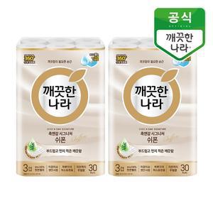 [깨끗한나라]촉앤감 시그니처 쉬폰 롤티슈 27m 30롤 2개