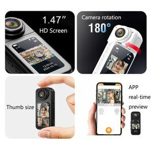 엄지손가락 카메라 2.7K HD 180 ° WIFI 스포츠 사이클링 레코더 자기 매력 야외 액션 회전