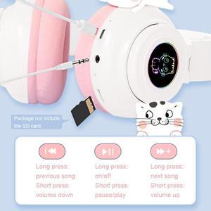 HiFi 여성 무선 유니콘 헤드폰 휴대 전화, 귀여운  음악  고양이 블루투스 헤드셋 아이폰, SD 카드 지원