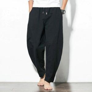 남자 항아리바지 폭 넓은 린넨 통바지 편한 밴딩 바지
