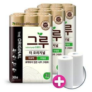 [삼정펄프] 그루 더 오리지널 무표백 3겹 화장지 30m 30롤 3팩 +키친타...