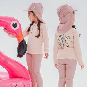[아이스샌드](의정부점)키즈 유아 여아동 래쉬가드 플랩캡 수영복세트 BR-355110