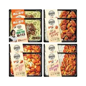 아워홈 온더고 대파크림파스타 295g+숯불향 바베큐치킨덮밥 341g+춘천식 치즈닭갈비 덮밥 290g+불맛가득 오징어제육 덮밥 290g 각 2개 (총 8개)