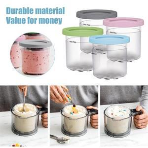 NINJA- CREAMIs NC299AMZ/NC300s 시리즈 아이스크림 메이커 교체용 4Pcs 파인트 컵 씰링 뚜껑이 있는 보관