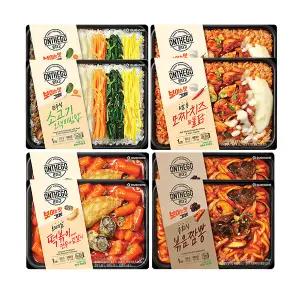 아워홈 온더고 중화식 볶음짬뽕 330g + 통모짜치즈 불닭 290g + 떡볶이 with 만두&김말이 365g + 소고기 오색비빔밥 310g 각2개 (총8개)