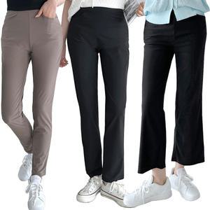 S~4XL 봄 밴딩 슬랙스 일자 와이드 부츠컷 팬츠 스판 고무줄바지 여성 빅사이즈하의