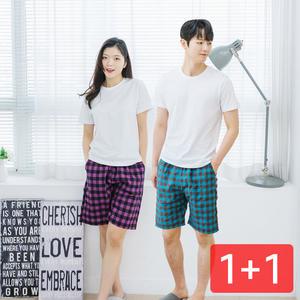 선염 5부 파자마바지 2매/커플/잠옷/홈웨어/면파자마/파자마바지