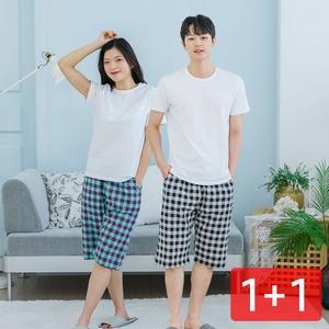선염 7부파자마 2매/커플/잠옷/홈웨어/면파자마