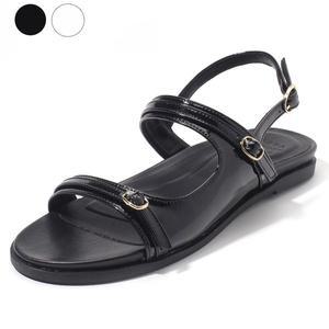 갤러리아 세라 여성 소가죽 캐주얼 스트랩 샌들 C23S806 검정 1CM