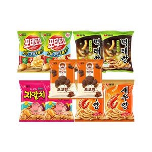 농심 먹태깡, 60g, 2개 + 새우깡, 90g, 2개 + 빵부장 초코빵, 55g, 2개 + 자갈치, 90g, 2개 + 포테토칩 오리지널, 60g, 2개