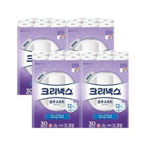 크리넥스 3겹 순수소프트화장지 30m 30롤 4팩