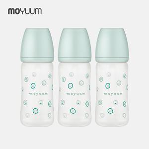실리콘 코팅 노꼭지 유리 젖병 240ml 트리플팩 - 해피모어 에디션