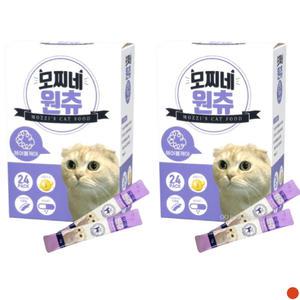 모찌네 고양이 스틱 습식 간식 헤어볼 케어 24p X2
