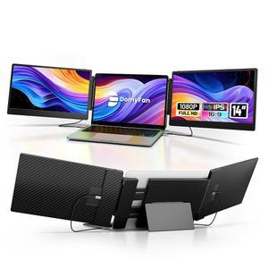 도미팬 14인치 노트북 화면 확장기, S3 FHD 1080P IPS 트리플 휴대용 모니터 노트북, HDMI /USB-A /Type-C 플러그 앤 플레이, Windows와 호환됨 /Mac /안드로이드 /크롬 /스위치 /PS5
