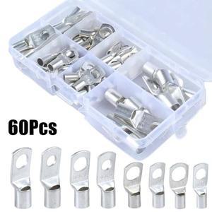 60Pcs SC 유형 와이어 노즈 터미널 압착 주석 도금 구리 케이블 커넥터 키트 6mm 러그 링