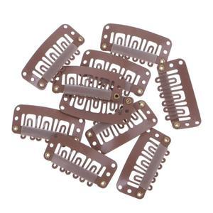 가발 헤어 익스텐션용 중간 U 브라운 스냅 클립 10 개 32mm