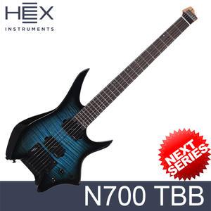 헥스 N700 TBB 헤드리스 일렉기타 블루버스트 색상