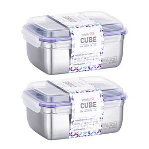 [스텐락] 본사 국내제조 큐브 밀폐용기 8호(2,600ml) 2p세트