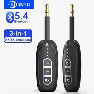 3-in-1 Bluetooth 5.4 수신기 RX/TX/방송 3.5mm AUX 잭 TV PC 헤드폰 차량용 스피커 무선 오디오 어댑터