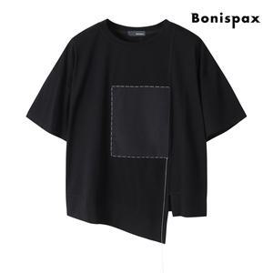 [롯데백화점]보니스팍스 밑단 트임 스티치 자수 반팔 티셔츠 (XP4TS018M0)