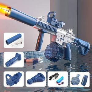 [유니커블]M416 불꽃 투명 LED 라이트 전동 연발 물총 글록 권총 고압 강력 워터건 샷건 워터밤 물놀이