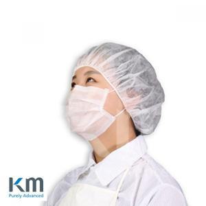 케이엠 크린룸용 부직포 방진캡 모자 100개입작업모 위생모 진모 방진