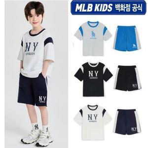 [MLB키즈](강남점)[백화점 공식] 25SS 바시티 배색 레터 로고 티셔츠 세트 7ATSV0253/7ASPV02532
