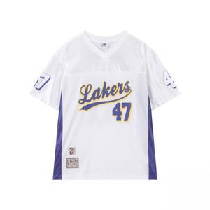 NBA 홀리뱅 착용 HWC LAL 메쉬 배색 반팔 티셔츠 N252TS853P 화이트
