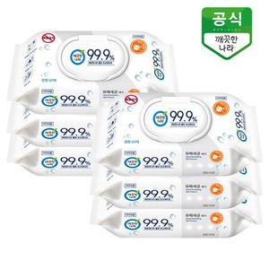 깨끗한나라 물티슈 소독 티슈 캡형 60매 x 6팩