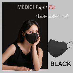 [기타](국산100매)메디치 라이트핏 새부리형 kf94 블랙 마스크(5매입) 귀편한 숨편한 보풀없는  마스크