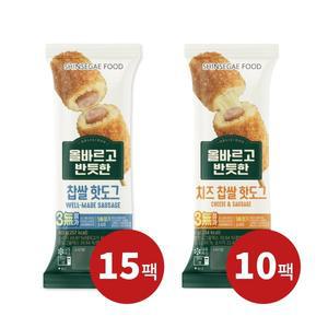 [신세계푸드][본사배송]올바르고 반듯한 찹쌀 핫도그(80g15개)+ 치즈 찹쌀 핫도그(80g10개)