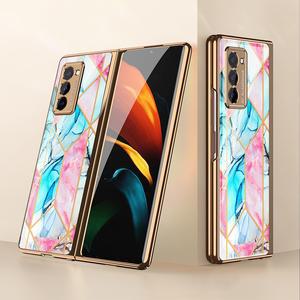 케이스 악세사리 -삼성 호환 갤럭시 Z 폴드 2 3 4 5G 강화 유리 도금 하드 커버 Samsung Galaxy Fold4