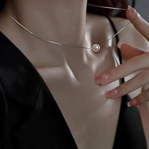 실버925 여름 심플 진주 체인 은목걸이 6mm 8mm