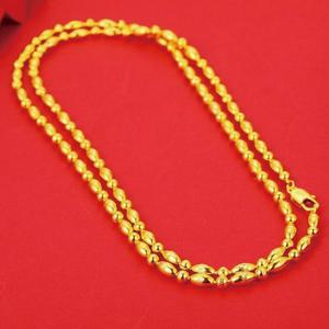 남성 여성 (80 cm x 4mm) 롱 비즈 목걸이 24 k 골드 컬러 패션 쥬얼리 니켈