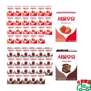 서울 멸균우유 200ml x 24팩 딸기/ 200ml x 24팩 초코 혼합