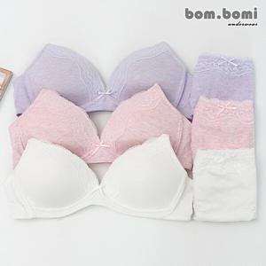 [봄보미] 팬시코튼 노와이어 브라팬티 6종세트