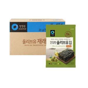 | 청정원 | [박스]올리브유 재래김 20g 20봉((1절x5매)x20개/전장) 명절 설 아기김 전장김 재래 돌김 김밥