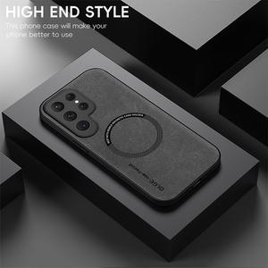 럭셔리 가죽 마그네틱 케이스, 삼성 갤럭시 S20 S21 S24 S23 S22 울트라 FE 노트 10 20 플러스 맥세이프 무선 충전 커버