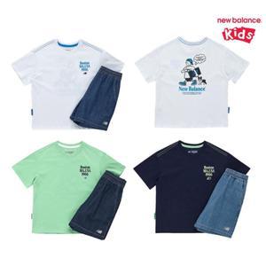 [롯데백화점]뉴발란스 PLAY DENIM_일러스트 반팔 데님 셋업 (NK9YF2503U)