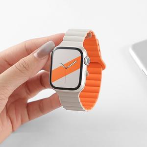 호환품 Apple 워치 밴드 전용 실리콘 루프 마그네틱 스트랩 44mm 42 스트랩 아이워치 시리즈 8 SE 6 7 울트