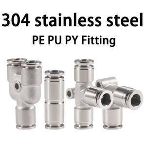 커플 에어 PY PU4 PY8 14 호스 1PCS PE6 10 푸시 PE 16MM 12 스테인레스 커넥터 공압 스틸 304 PE16 금속