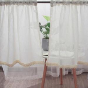 주방 창문 가림막 커튼 빈티지 린넨 레이스 바란스커 (WFH8G4L)