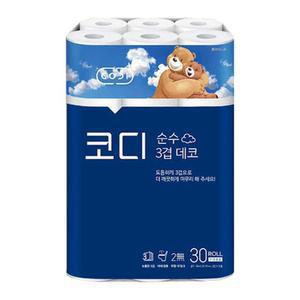 [프렌즈]코디 데코순수 3겹 30롤 휴지 화장지 롤화장지 두루마리